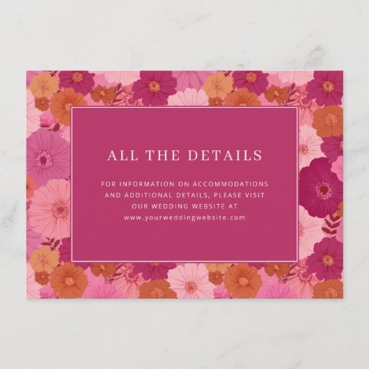 Carte D'accompagnement Fleurs roses joyeuses (Devant)