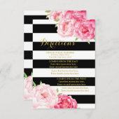 Carte D'accompagnement Fleurs roses - Mariage en bande noire - Direction (Devant / Derrière)
