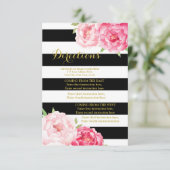 Carte D'accompagnement Fleurs roses - Mariage en bande noire - Direction (Debout devant)