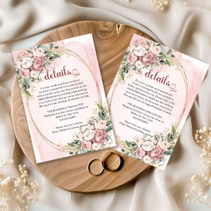 Carte D'accompagnement Fleurs roses poussiéreuses intemporelles Détails d