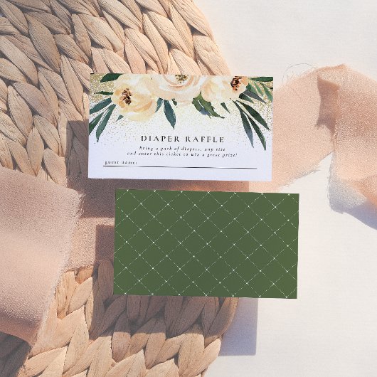 Carte D'accompagnement Fleurs roses rousses Baby shower Déchets Raffle