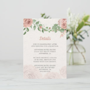 Carte D'accompagnement fleurs roses rousses verdure botanique