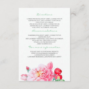 Carte D'accompagnement Fleurs roses vintages épousant l'information de
