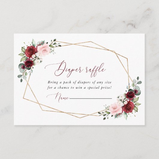 Carte D'accompagnement Fleurs Rouges Bourgognes, Fleurs Roses, Raffle De (Devant)