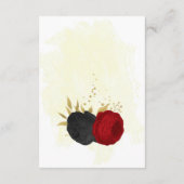 Carte D'accompagnement fleurs rouges et noires or mariage botanique (Dos)