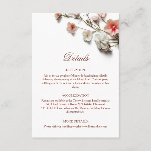 Carte D'accompagnement Fleurs sauvages 3D blanches (Devant)