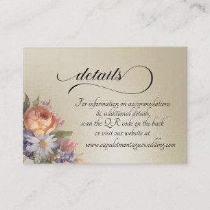 Carte D'accompagnement Fleurs sauvages aquarelle, code QR - Blé
