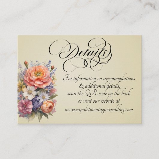 Carte D'accompagnement Fleurs sauvages aquarelle, Code QR - Blé (Devant)