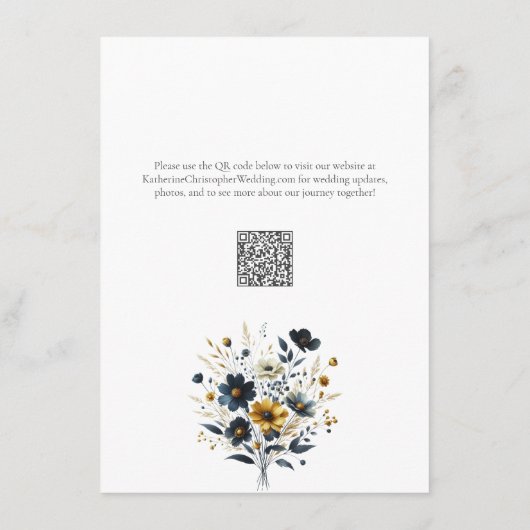 Carte D'accompagnement Fleurs sauvages Bleu Jaune Elégante Réception De M (Dos)