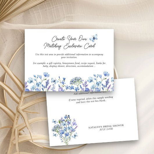 Carte D'accompagnement Fleurs sauvages bleues délicates couverture floral