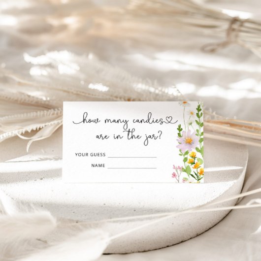 Carte D'accompagnement Fleurs sauvages d'aquarelle devinent combien de bo