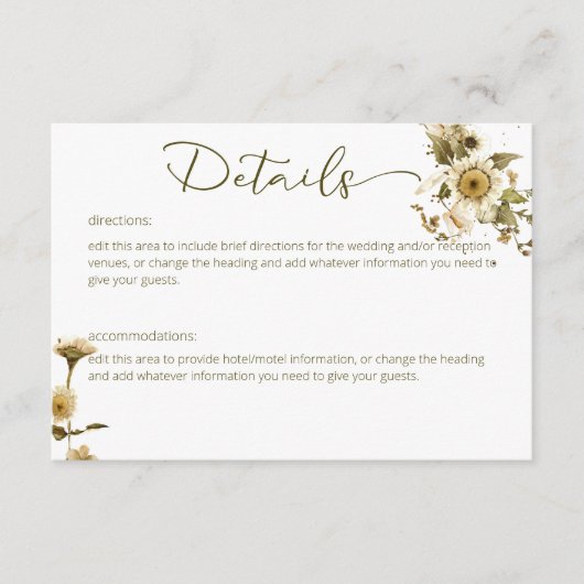 Carte D'accompagnement Fleurs sauvages d'été et marguerites Détails du Ma (Devant)