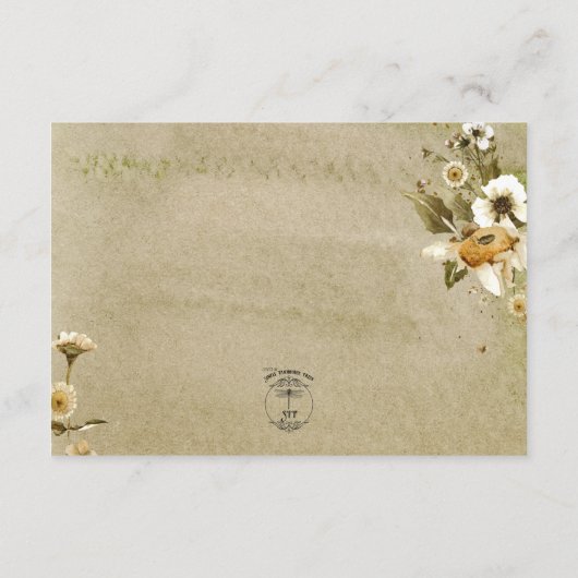 Carte D'accompagnement Fleurs sauvages d'été et Mariage de réception (Dos)