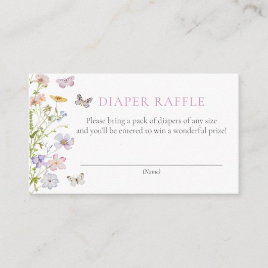 Carte D'accompagnement Fleurs sauvages et papillons Raffle de couche (Devant)