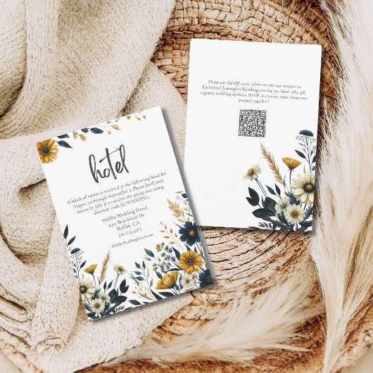 Carte D'accompagnement Fleurs sauvages jaunes bleues Mariage formel Hôtel