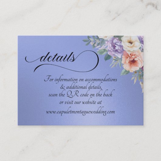 Carte D'accompagnement Fleurs sauvages printanières, code QR - Bleu (Devant)