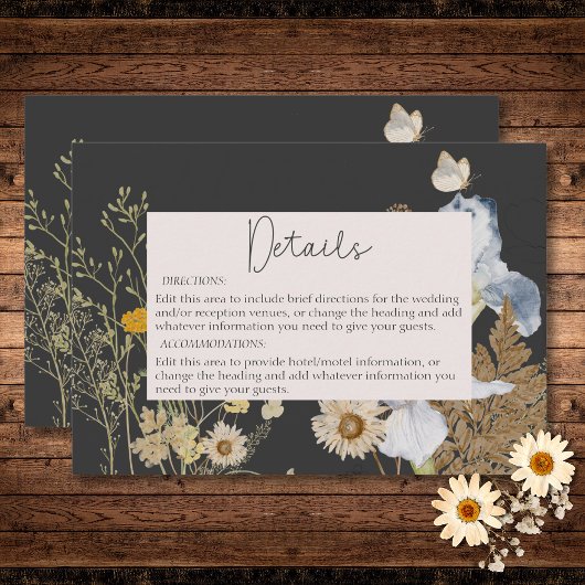 Carte D'accompagnement Fleurs sauvages sur le Mariage de charbon