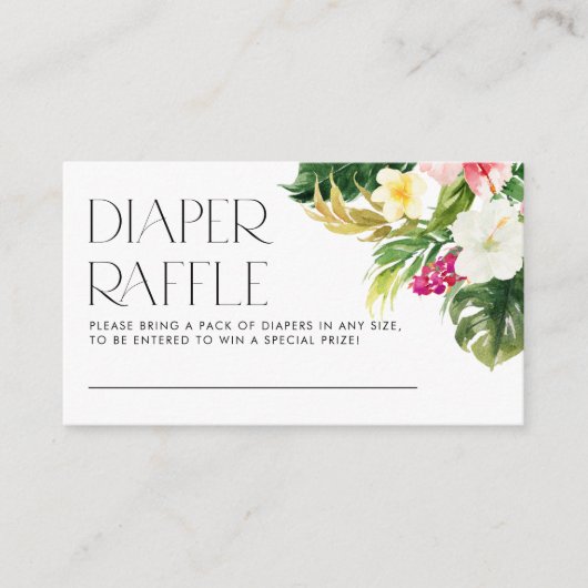 Carte D'accompagnement Fleurs tropicales Baby shower d'été Déchets Raffle (Devant)