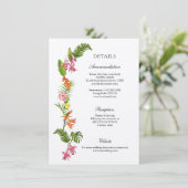 Carte D'accompagnement Fleurs tropicales colorées Détails du Mariage (Debout devant)