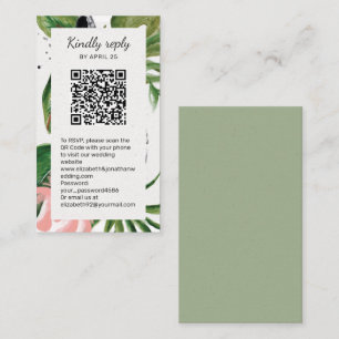 Carte D'accompagnement Fleurs tropicales QR Code en ligne RSVP Enclôture