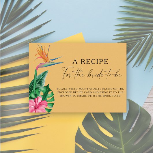 Carte D'accompagnement Fleurs tropicales - Recette pour la future mariée
