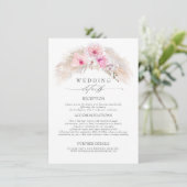 Carte D'accompagnement Fleurs tropicales roses Informations Mariages (Debout devant)