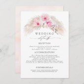 Carte D'accompagnement Fleurs tropicales roses Informations Mariages (Devant / Derrière)