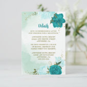 Carte D'accompagnement fleurs turquoise vert feuille (Debout devant)