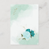 Carte D'accompagnement fleurs turquoise vert feuille (Dos)