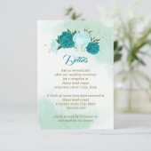 Carte D'accompagnement fleurs turquoise vert feuille (Debout devant)