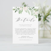 Carte D'accompagnement Fleurs vertes et blanches Détails du Mariage (Debout devant)