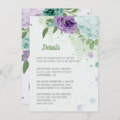 Carte D'accompagnement fleurs violettes bleues verdure botanique (Devant / Derrière)