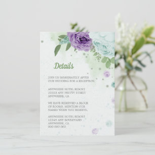 Carte D'accompagnement fleurs violettes bleues verdure botanique