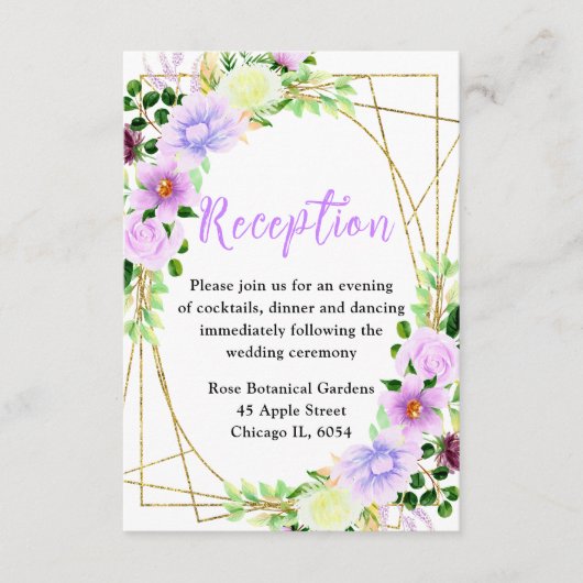 Carte D'accompagnement Fleurs violettes de printemps avec feuillage (Devant)