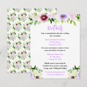 Carte D'accompagnement Fleurs violettes de printemps avec feuillage