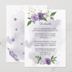 Carte D'accompagnement fleurs violettes détails de verdure