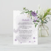 Carte D'accompagnement fleurs violettes détails de verdure (Debout devant)