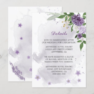 Carte D'accompagnement fleurs violettes détails de verdure