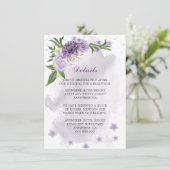 Carte D'accompagnement fleurs violettes détails de verdure (Debout devant)