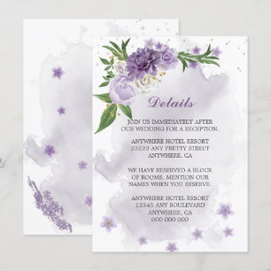 Carte D'accompagnement fleurs violettes détails de verdure