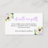 Carte D'accompagnement Fleurs violettes et Mariage de feuillage Une note (Devant)