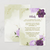 Carte D'accompagnement fleurs violettes feuilles vertes (Devant / Derrière)
