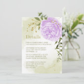 Carte D'accompagnement fleurs violettes romantiques détails de verdure (Debout devant)