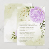 Carte D'accompagnement fleurs violettes romantiques détails de verdure (Devant / Derrière)