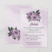 Carte D'accompagnement fleurs violettes verdure botanique mariage (Devant / Derrière)