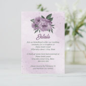 Carte D'accompagnement fleurs violettes verdure botanique mariage (Debout devant)