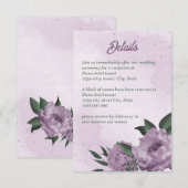 Carte D'accompagnement fleurs violettes verdure mariage botanique (Devant / Derrière)