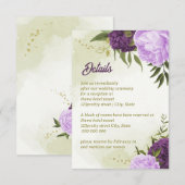 Carte D'accompagnement fleurs violettes vert feuilles (Devant / Derrière)
