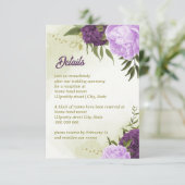 Carte D'accompagnement fleurs violettes vert feuilles (Debout devant)