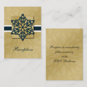 Carte D'accompagnement flocon bleu et or mariage d'hiver (Devant / Derrière)